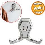 Badem10 Galata Askı Vestiyer Mobilya Duvar Askısı Metal Dolap Elbise Askılığı Krom - Krom Kapaklı Sağlam - Füme