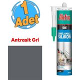 Badem10 Genel Amaçlı Antrasit Gri Akrilik Mastik Silikon 280 ml Kapı Pencere Pvc Montaj Yalıtım Yapışma - Beyaz