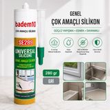 Badem10 Genel Çok Amaçlı Silikon 280 GR Antrasit Gri Güçlü Yapıştırıcı Suya Dayanıklı Çok Amaçlı Silikon