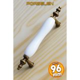 Badem10 Gerçek Porselen (PREMİUM) Eskitme Antik Sarı 96 Mm Düz Mobilya Mutfak Çekmece Dolap Kulpu Kulbu