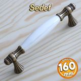 Badem10 Gerçek Sedef Kulp Antik Sarı 160 mm Mobilya Çekmece Dolap Mutfak Kulplar Kulp Dolabı Kulbu