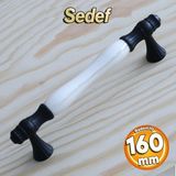 Badem10 Gerçek Sedef Kulp Siyah160 mm Mobilya Çekmece Dolap Mutfak Kapak Kulbu Kulpları Kulp Dolabı