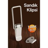 Badem10 Gergi Mandalı Çelik Sandık Kaput Kilidi Klipsi Asmalı 8cm Parlak Krom Kaput Sandık Klipsi No:1