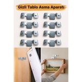 Badem10 Gizli Tablo Asma Askısı 8 Adet Metal Duvar Tipi Güçlü Taşıma Kapasiteli Tablo Çerçeve Askı Aparatı