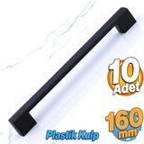 Badem10 Gölcük 160 mm (Sert Plastik) 10 Adet Siyah Mobilya Çekmece Mutfak Dolap Dolabı Kulpu Kulbu Kulpları