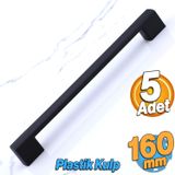 Badem10 Gölcük 160 mm (Sert Plastik) 5 Adet Siyah Mobilya Çekmece Mutfak Dolap Dolabı Kulpu Kulbu Kulpları