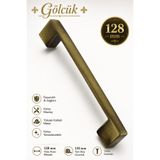 Badem10 Gölcük Düz Metal Eskitme Antik Sarı 128 Mm Mobilya Mutfak Çekmece Dolap Dolabı Kulpu Kulbu Kulpları