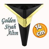 Badem10 Golden Köşe Lüks Mobilya Kanepe Sehpa Tv Ünitesi Koltuk Ayağı Baza Ayakları Siyah Altın 14 Cm