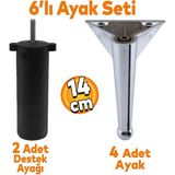 Badem10 Gonca 6'lı Set Mobilya Tv Ünitesi Çekyat Koltuk Kanepe Destek Ayağı 14 Cm Krom Ayakları M8 Civatalı