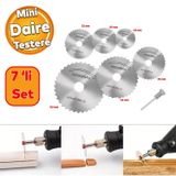 Badem10 Gravür Mini Dremel Daire Testere Seti Kesme Rötüş Çelik Plastik Ahşap Kesim Hassas Kesi 7 'li Set
