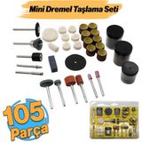 Badem10 Gravür Seti 105 Parça Matkap Dramel Makine Uyumlu Kalıpçı Taşlama Zımparalama Polisaj Fırçalama Seti