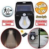 Badem10 Güneş Enerjili Dış Aydınlatma 3 Modlu Işıklandırma Sensörlü Sarı Işıklı Aplik 5 W Portatif Fener Lamba