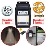 Badem10 Güneş Enerjili Dış Aydınlatma Yeni Nesil Ampül Sensörlü Sarı Işıklı Aplik 10 W Portatif Fener Lamba