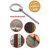 Badem10 Halkalı Metal Paslanmaz M8 Vidalı Gerdirme Sabitleme Çekme Kaldırma Tavan Kancası Asma Kit Civata