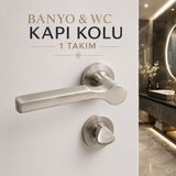 Badem10 Hira Mercan Saten Renk Wc Kapı Kolu Yuvarlak Rozetli Banyo Tuvalet Uyumlu Modern Kapı Kolu Takımı - 1 Adet