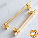 Badem10 Hisar Altın Gold Metal Kulp 160 mm Tırtıklı Desen Çekmece Mobilya Mutfak Dolabı Dolap Kulpları Kulbu
