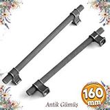 Badem10 Hisar Eskitme Antik Gümüş Metal 160 mm Tırtık Mobilya Mutfak Çekmece Dolap Kulpu Kulbu Kulpları