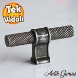 Badem10 Hisar Eskitme Antik Gümüş Metal Düğme Tek Vidalı Mobilya Mutfak Çekmece Dolap Kulpu Kulbu Kulpları