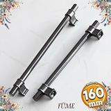 Badem10 Hisar Füme Düz Metal Kulp 160 mm Mobilya Çekmece Mutfak Dolabı Dolap Kulpları Kulpu Kulbu