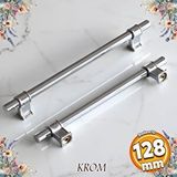 Badem10 Hisar Krom Düz Metal Kulp 128 mm Mobilya Çekmece Mutfak Dolabı Dolap Kulpları Kulpu Kulbu