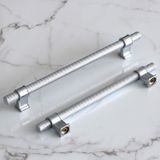 Badem10 Hisar Krom Renk Metal Kulp 128 mm Tırtıklı Desen Mobilya Çekmece Mutfak Dolabı Dolap Kulpları Kulbu
