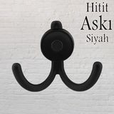 Badem10 Hitit Askı Askılık Metal Siyah Vestiyer Duvar Askısı Dolap Elbise Askılığı