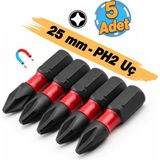 Badem10 Impact Bits Uç 25 mm Ph2 Tayvan Çeliği Mıknatıslı Yıldız Uç Manyetik 1/4" Matkap Ucu 2.5 cm Uzunluk - Gümüş