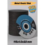 Badem10 İnox Kesme Diski 115x1,0x22,23 mm Metal Kesici (100 Adet) İnce Taş Disk Spiral Demir Kesici Disk