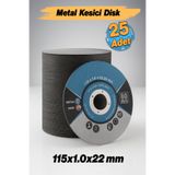 Badem10 İnox Metal Kesici (25 Adet) Kesme Diski 115x1,0x22,23 mm İnce Taş Disk Spiral Demir Kesici Disk