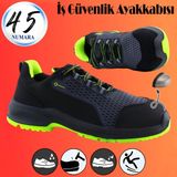 Badem10 Iş Ayakkabısı Çelik Demir Burunlu 44 Numara Nubuk Bağcıklı Sportif Güvenlik Inşaatçı Ayakkabı - Yeşil - Siyah