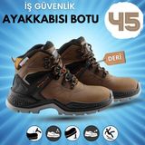 Badem10 Iş Botu Ayakkabısı Kahverengi 45 Numara Demir Burunlu Kış Sanayi Inşaatçı Tekstil Güvenlik Ayakkabı