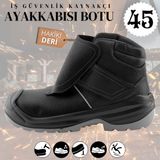 Badem10 Iş Botu Kaynak Ayakkabısı Hakiki Deri 45 Numara Su Itici Karbonat Burunlu Inşaatçı Güvenlik Ayakkabı - Siyah