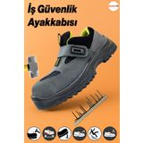Badem10 İş Güvenliği Güvenlik Ayakkabısı Cırtlı Çelik Demir Burunlu Çelik Ara Tabanlı Süet Inşaatçı Ayakkabı