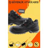Badem10 İş Güvenliği Güvenlik Ayakkabısı Su Itici Deri Çelik Demir Burunlu Inşaatçı Tekstil Ayakkabı