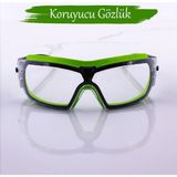 Badem10 Iş Güvenlik Gözlüğü Buğulanmaz Lazer Uv Koruyucu Toz Korumalı Gözlük Silikon Kulaklık Şeffaf - Füme - Standart