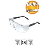 Badem10 Iş Güvenlik Güvenliği Gözlüğü Antifog Buğulanmaz Çapak Laboratuvar Koruyucu Gözlük S400 Şeffaf
