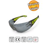 Badem10 İş Güvenlik Güvenliği Gözlüğü Koruyucu Uv Korumalı Buğulanmaz Gözlük Füme Silikon Kulaklık Gözlüğü