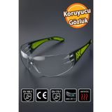 Badem10 İş Güvenlik Güvenliği Gözlüğü Koruyucu Uv Korumalı Buğulanmaz Gözlük Şeffaf Silikon Kulaklık Gözlüğü