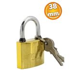 Badem10 İşyeri Kepenk Kapı Asma Kilidi 3 Anahtarlı Sandık Tosba Kilit Metal Sarı Renk 38 mm
