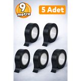Badem10 Izole Pvc Elektrikçi Elektirik Kablo Bandı Siyah Renk Bant Bandı Eni: 1.9 cm Uzunluk: 9 Metre 5 Adet