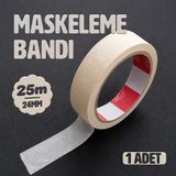 Badem10 Kağıt Bant Boya Maskeleme Bandı 24 mm x 25 Metre Hobi Boya Badana Kestirme Için Ince Kağıt Bant - 1 Adet - Krem