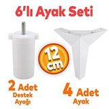 Badem10 Kale 6'lı Set Mobilya Tv Ünitesi Çekyat Koltuk Kanepe Destek Ayağı 12 Cm Beyaz Baza Ayak M8 Civatalı