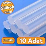 Badem10 Kalın 10 ADET Mum Silikon 11.2 mm Çubuk Sıcak Silikon Hobi Süs Hediyelik Eşya Maket Yapıştırma