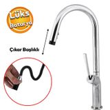 Badem10 Kaliteli Lüks Spiral Hortumlu Çıkar Başlık Eyve Su Çeşme Banyo Lavabo Mutfak Bataryası 360° Musluk