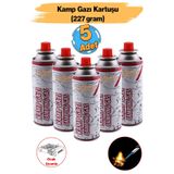 Badem10 Kamp Gazı (5 Adet) Bütan Propan Tüpü Portatif Ocak Kartuşu Tek kullanımlık Pürmüz Yedeği 227 gr