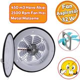 Badem10 Kapaklı Banyo Wc Havalandırma Aspiratörü Fanı 160 mm Metal Vantilatör 32 W Güçlü Motor