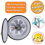 Badem10 Kapaklı Banyo Wc İşyeri Havalandırma Aspiratörü Fanı Kirli Hava Kötü Koku Metal Vantilatör 200 mm