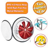 Badem10 Kapaklı Banyo Wc İşyeri Havalandırma Aspiratörü Fanı Kirli Hava Kötü Koku Metal Vantilatör 250 mm