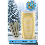 Badem10 Kapı Pencere Bandı Fitili Yapışkanlı Beyaz Soğuk Izolasyon Bant 10X2=20 Metre + Eşik Süngeri 2'li Set