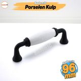 Badem10 Kapıdağ Porselen Siyah Kulp 96 mm Mobilya Çekmece Mutfak Dolabı Dolap Kapak Kulplar
